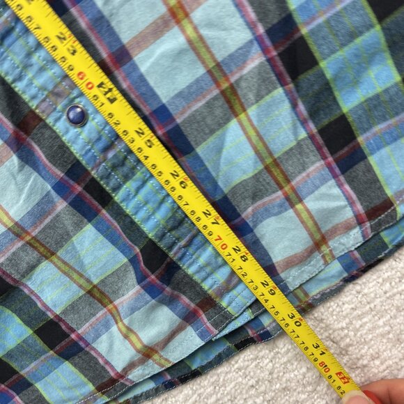Wrangler Shirt Womens S Blue Plaid Retro Western Pearl Snap Long Sleeve Boho - Picture 8 of 13